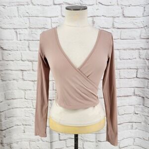 Garage Balletcore Wrap Top Cropped Coquette Clean Girl Long Sleeve Stretch Small